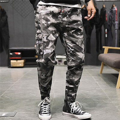 

Tailored Mens Fashion Loose Cotton Camouflage Nine-minute Haren Trousers Overalls Pants