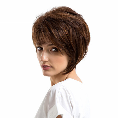 

〖Follure〗Natural Women Short Texture BrownHair Wigs Slight Wig Human Hair Female Wigs