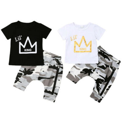 

Newborn Kids Baby Boys Tops T-shirt Camo Pants 2PCS Outfits Set Clothes 0-5Years