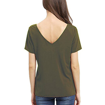 

Nomeni Women Short Sleeve V Neck Sexy Strap Solid Casual Basic T-Shirt Top Blouse BUL