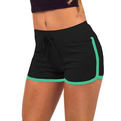 

Fast Drying Drawstring Women Shorts Casual Color Block Elastic Waist Short Pants