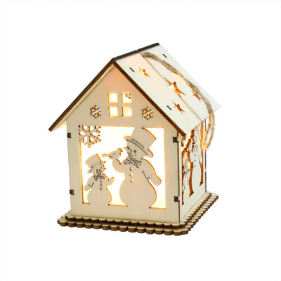 

〖Follure〗LED Light Wooden Dolls House Villa Christmas Ornaments Xmas Tree Hanging Decor