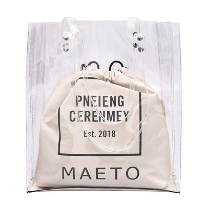 

Summer Women Casual Handbags Clear PVC Shopping Beach Shoulder Bags Totes