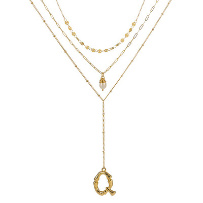 

Gold Color Initial natural freshwater pearl Necklace Personalized Letter Necklace Jewelry For Women Accessories Girlfriend Gift