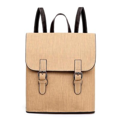 

Retro Waterproof Solid Color Travel Backpacks Women Leather School Rucksack