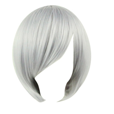 

Gobestart Anime Fashion Short Wig Cosplay Party Straight Wig Grey