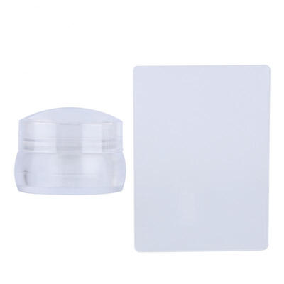 

Greensen Transparent Silicone Nail Art Stamper with Lid Scraper Manicure Nail Printing Tool