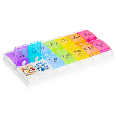 

Two Row Press Type Tablet Pill Box Holder Medicine Storage Organizer Case
