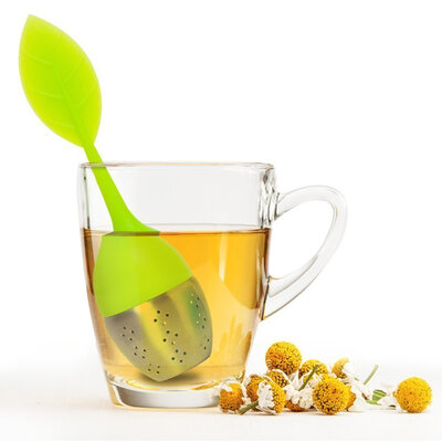 

Silicone Leaf Handle Tea Infuser with Stainless Steel Strainer Filter for Loose Tea Fennel Tea Herbal Tea Green