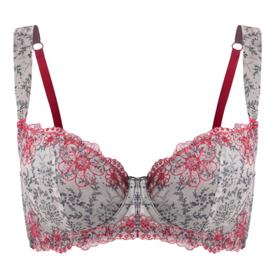 

Women Lace Embroidery Gathered Ultra-thin Breathable No Trace Steel Ring Bra Nursing Bottoming Comfort Underwear