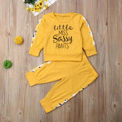 

2pcs Newborn Toddler Infant Baby Girl Clothes T-shirt TopsLong Pant Outfits Set