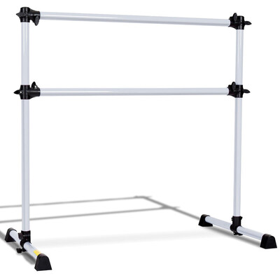 

4 Height Adjustable Portable Double Freestanding Ballet Barre-Pink