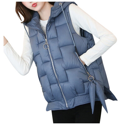 

Toponeto Women Solid Short Outerwear Cotton Jackets Pocket Loose Hooded Vest Coats