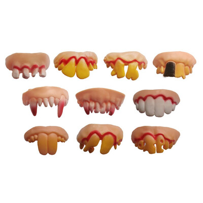 

〖Follure〗1PC Tricks Toy Replica Disgust Ugly Denture False Rotten Teeth model Tooth