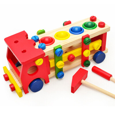 

Wooden Car Truck Assembly Toy Set Pounding Bench Building Blocks Playset Kit With Screws Tools for Kids Boy Development Toy Gifts