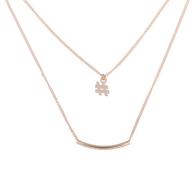 

New Gold-color Sign Double Layer Clam Clavicular Bone Pendant Short Necklace