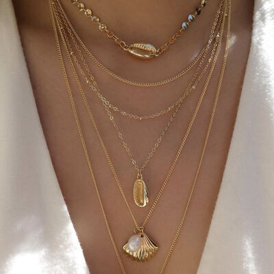 

New Fashion Gold Color Shell Pendant Necklace for Women Chain Choker Necklace Statement Collar Bohemia Collier 2019