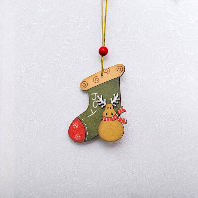 

FUNNYBUNNY 2PCS Christmas Tree Red Beads Wooden Pendant Creative Santa Snowman Painted Wooden Sign Closet Door Window Tag