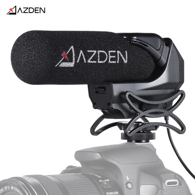 

AZDEN SMX-15 Powered Video Microphone Mic Super-Cardioid Polar Pattern with Shock-absorbing Cold Shoe Mount 14" Screw Hole for Ca
