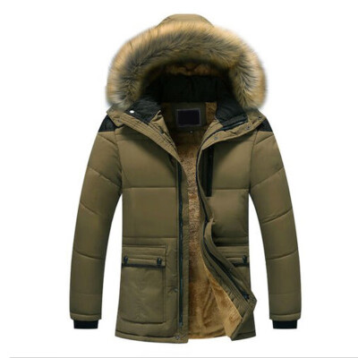 

Mens Winter Warm Fur Collar Thick Parka Coat Outwear Hooded Plus Jackets Trench