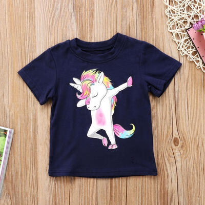 

Hot Toddler Kids Baby Boys Girls Unicorn Short Sleeve Tops T-shirt Tees Clothes