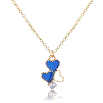 

Korean Style Hearts With Pearl Pendants&Necklaces Romantic Heart Fashion Chain Necklace Handmade Jewelry For Wedding Party