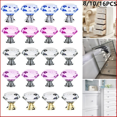 

81016Pcs 30mm Crystal Cabinet Knob with Screws Diamond Shape Drawer Cupboard Handle Pull Home Decor