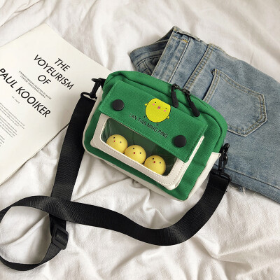

Cute cute little yellow chicken canvas bag fashion casual Messenger bag 2019 new chic wild hit color shoulder bag
