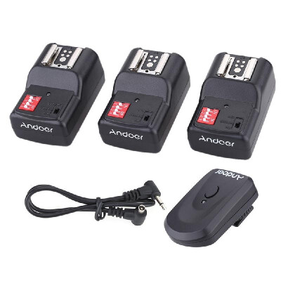 

Andoer 16 Channel Wireless Remote Flash Trigger Set 1 Transmitter 3 Receivers 1 Sync Cord for Canon Nikon Pentax Olympus Sigma