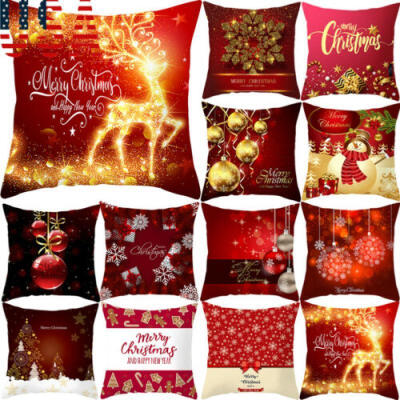 

18 x 18 Inch Merry Christmas Xmas Designed Throw Pillow Case Cover Cushion Decor