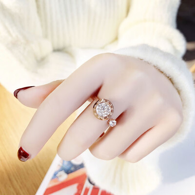 

Motivating ring fashion personality rose gold titanium steel rotating index finger ring