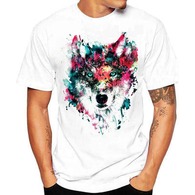 

Mens T Shirt Short Sleeves 3D Print Dog Cotton Tee