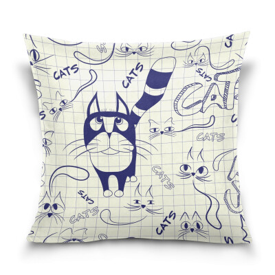 

ALAZA Throw Pillow Cover 16 X 16 inch Christmas Gift Cushion Cover with Cartoon Cat Printed Pillowcase