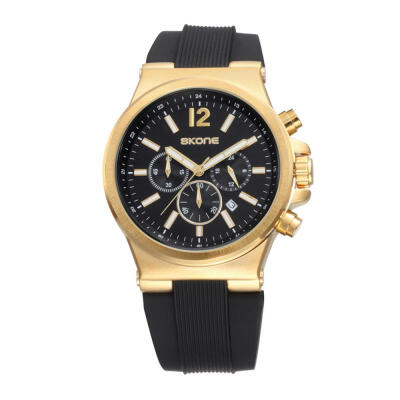 

Multi Function Date Quartz Wristwatch Waterproof Watches With Silicone Band For Men