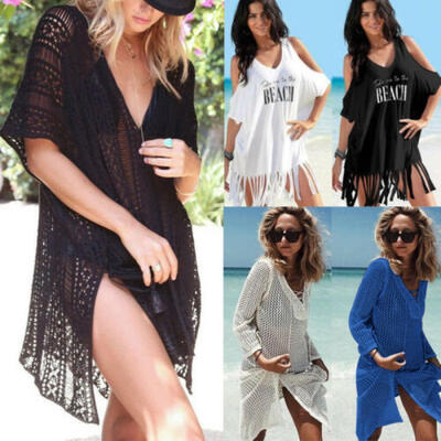 

Women Bikini Cover Up Hallow Crochet Beach wear Dress Summer Loose Bathing Suit
