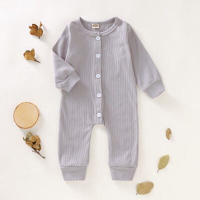 

Autumn Baby Boy Girl Casual Solid Print Romper Infant Long Sleeve Children Bodysuit Jumpsuit Outfits