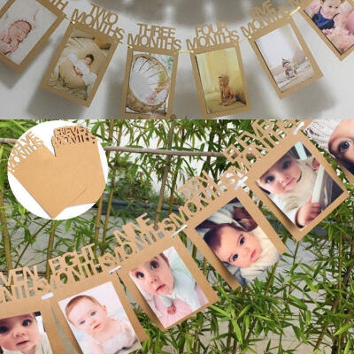 

US 1st Birthday 1-12 Months Photo Baby Shower Home Paper Bunting Banner Garlands