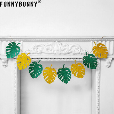 

FUNNYBUNNY Hawaiian Pineapple Leaf Dinosaur Pull Flag Banner Summer Decoration Pull Flag Background Happy Birthday Banner