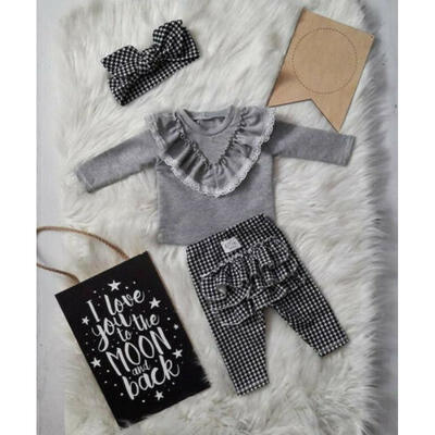 

US Toddler Baby Girls Clothes Ruffle T-Shirt Tops Leggings Pants 3Pcs Outfits