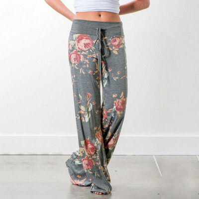 

Womens Harem Loose Pants Wide Leg Floral Print Yoga Dance Boho Palazzo Trousers