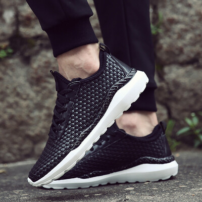 

Mens shoes Korean version of breathable leather hand-woven shoes sports casual coconut shoes lightweight student running shoes