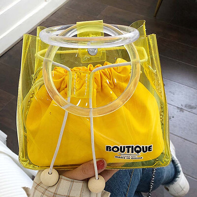 

Tailored Womens Fashion Beam Mouth Transparent Diagonal Shoulder Bag Solid Color Handbag