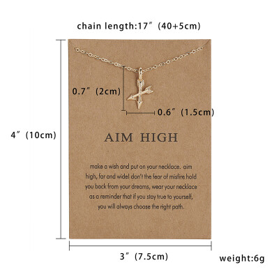 

Fashion Aim High Gold-color Crossing Arrows Pendant Necklace For Women Jewelry Valentines Day Gift with Card