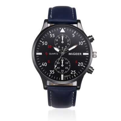 

Retro Design Leather Band Men Sports Clock Analog Quartz Wrist Watches