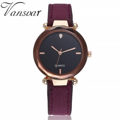 

Vansvar Diamond Watch Women Lady Leather Strap Stainless Steel Analog Quartz Wristwatch Hot Sale Luxury Watches Zegarek Damski