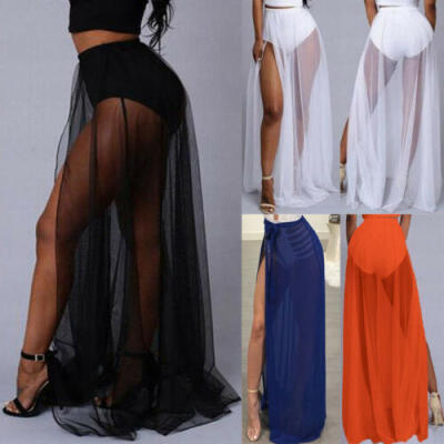 

Women Bikini Cover Up Swimwear Sheer Beach Maxi Wrap Skirt Sarong Pareo Dress