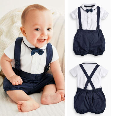 

Baby Boy Toddler Gentalman T-shirt TopsBib Pants OverallsBow Tie 3PCS Outfit