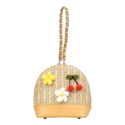 

Cherry Flower Decor Shoulder Handbags PU Leather Women Woven Crossbody Bags