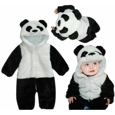 

Pop Baby Boy Girl Warm Winter Panda Animal Overall Thicken Romper Clothes Set