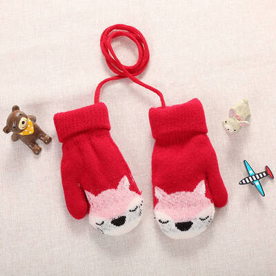 

Cute Cartoon Fox Baby Kids Gloves Winter Warm Thick Mittens Children&  Gloves